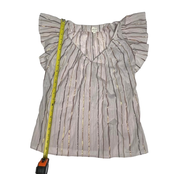 La Vie Rebecca Taylor' Lurex Metallic Stripe Top in Faded Lilac S - Picture 10 of 16